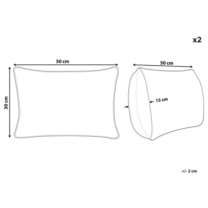 Set di 2 cuscini in cotone ricamati con motivo bianco e verde 30 x 50 cm morbida imbottitura