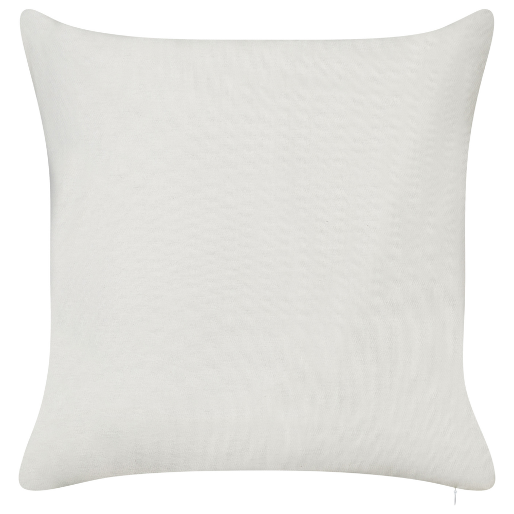 Set di 2 cuscini in cotone ricamati con motivo bianco e verde 45 x 45 cm morbida imbottitura