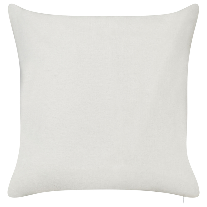 Set di 2 cuscini in cotone ricamati con motivo bianco e verde 45 x 45 cm morbida imbottitura