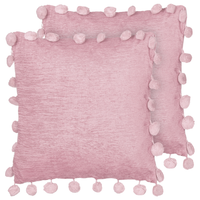 Set di 2 cuscini in cotone ricamati con motivo semplice rosa 60 x 60 cm morbida imbottitura