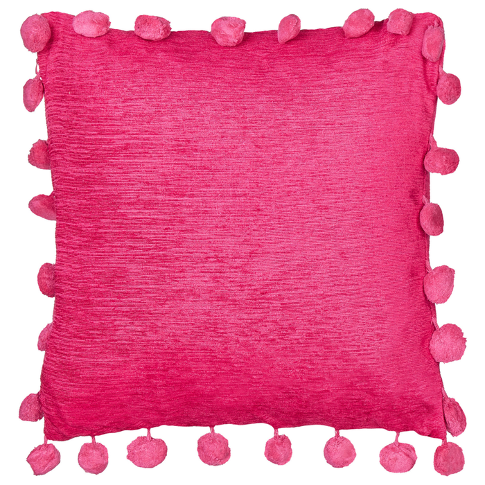 Set di 2 cuscini decorativi in tessuto di poliestere fucsia a tinta unita con frange fatte a mano 45 x 45 cm Accessori per la casa