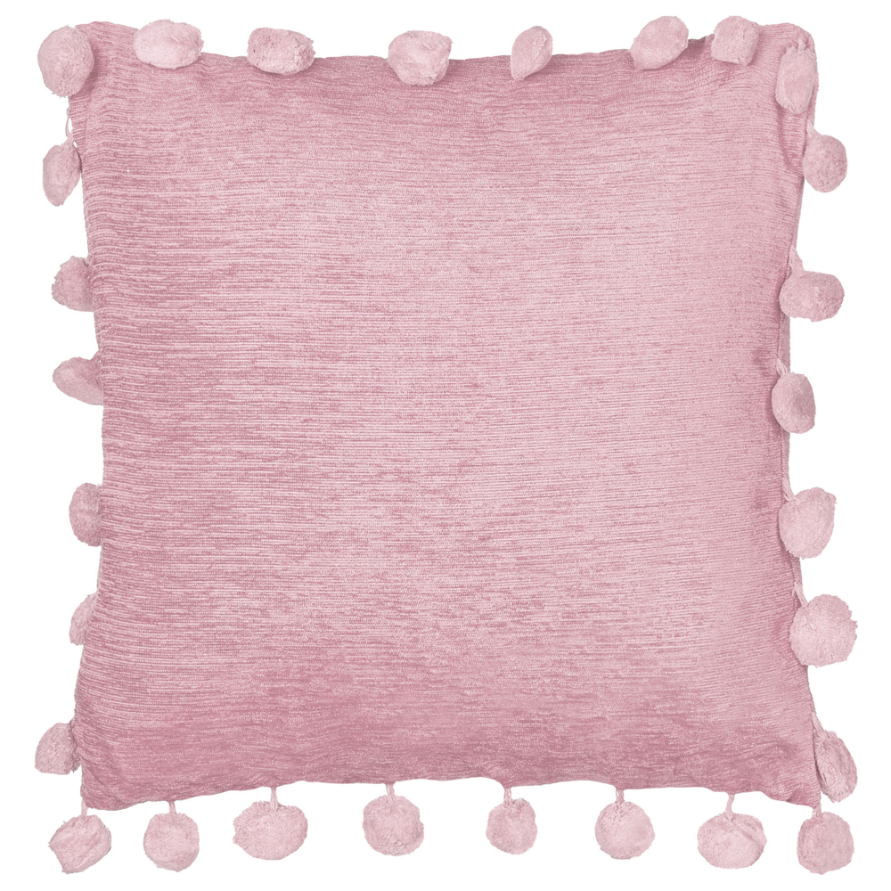 Set di 2 cuscini in cotone ricamati con motivo semplice rosa 60 x 60 cm morbida imbottitura