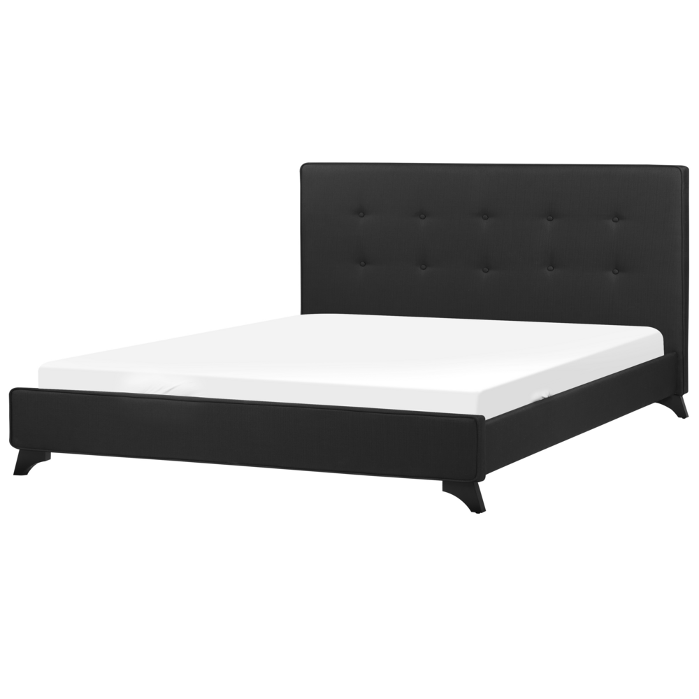 Letto Matrimoniale tessuto Nero 160 x 200 cm King Size Imbottito