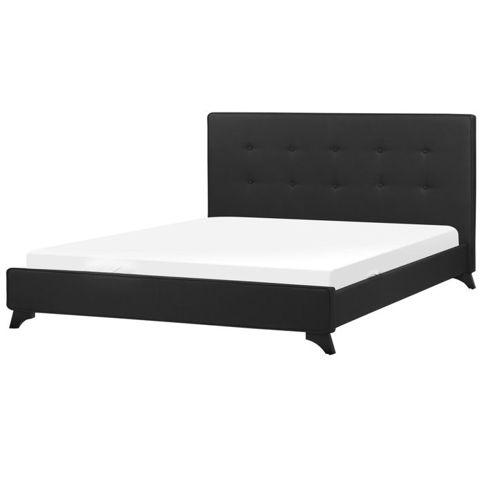 Letto Matrimoniale tessuto Nero 160 x 200 cm King Size Imbottito