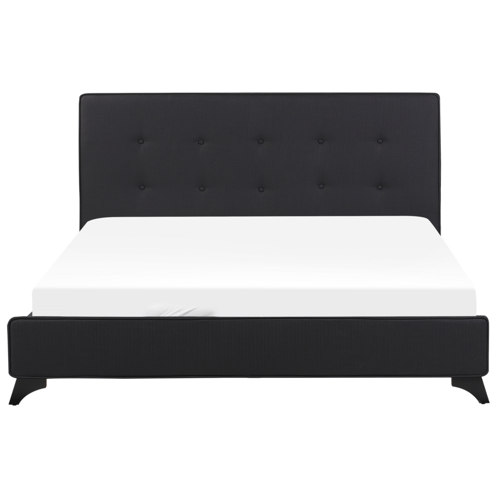 Letto Matrimoniale tessuto Nero 160 x 200 cm King Size Imbottito