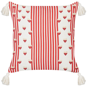 Set di 2 cuscini decorativi in cotone bianco e rosso 45 x 45 cm Motivo cuori sfoderabile Quadrato Accessori decorativi moderni