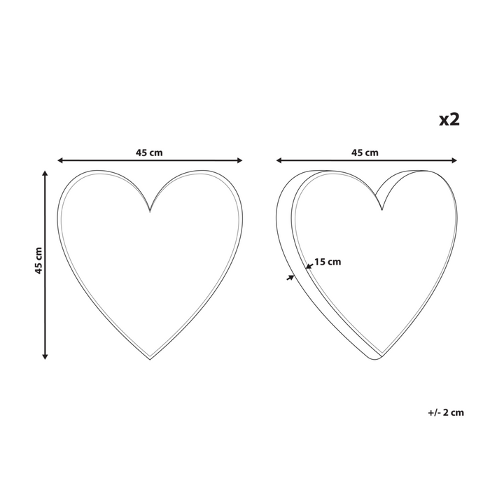 Set di 2 cuscini decorativi in cotone bianco e rosso 45 x 45 cm Cuori sfoderabili Accessori decorativi moderni