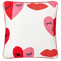 Set di 2 cuscini decorativi in cotone bianco e rosso 45 x 45 cm Modello astratto sfoderabile Quadrato Accessori decorativi moderni