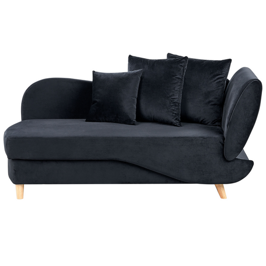 Chaise Longue in velluto nero lato destro con contenitore stile moderno soggiorno