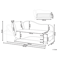 Chaise longue versione sinistra in velluto blu con contenitore soggiorno lato sinistro design moderno contemporaneo