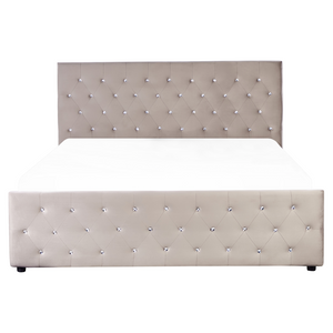 Letto Moderno Una Piazza e Mezzo con Contenitore Velluto Beige160 x 200 cm