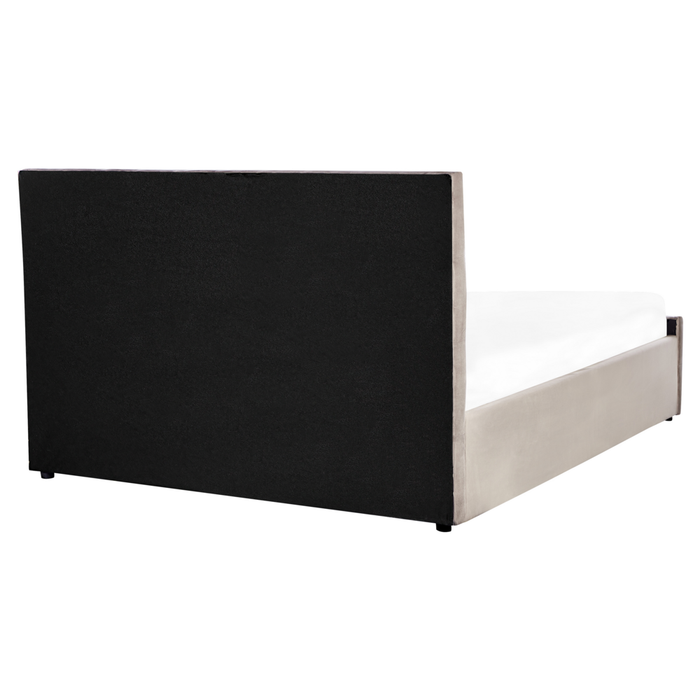 Letto Moderno Una Piazza e Mezzo con Contenitore Velluto Beige160 x 200 cm