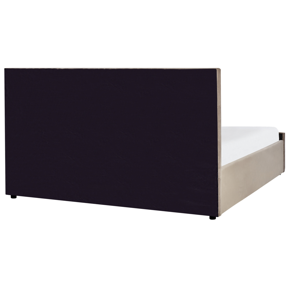 Letto matrimoniale imbottito in velluto tortora  con contenitore 180 x 200 cm salvaspazio camera da letto moderna