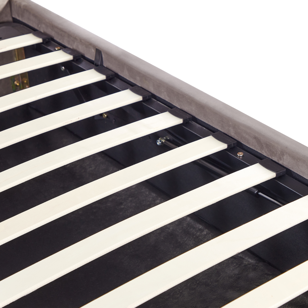 Letto matrimoniale imbottito in velluto tortora  con contenitore 180 x 200 cm salvaspazio camera da letto moderna