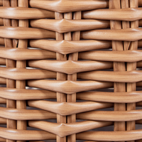 Set di 3 cesti per piante in PE Rattan marrone con manici Intarsio sintetico