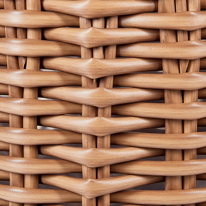 Set di 3 cesti per piante in PE Rattan marrone con manici Intarsio sintetico