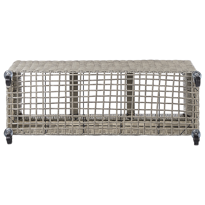 Vaso per piante su ruote in finto PE Rattan marrone con 3 inserti interni ed esterni