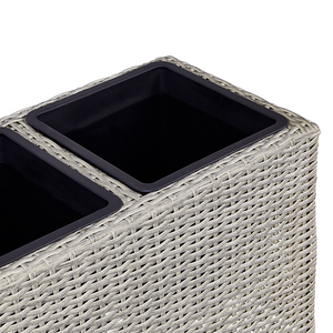 Vaso per piante su ruote in finto PE Rattan marrone con 3 inserti interni ed esterni