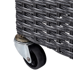 Vaso per piante su ruote in finto PE Rattan nero con 3 inserti interni ed esterni