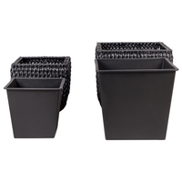 Set di 2 vasi per piante nero PE Rattan rotondo per interni e per esterni con inserto in plastica