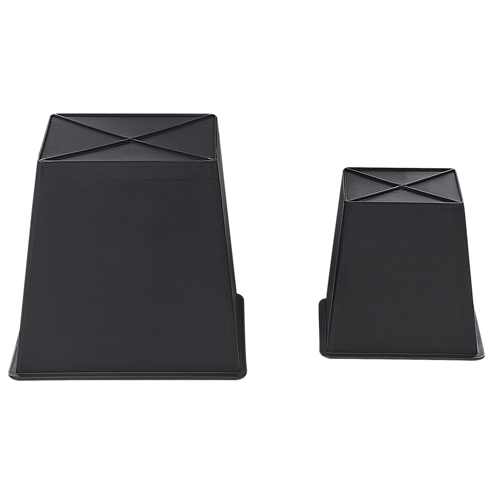 Set di 2 vasi per piante nero PE Rattan rotondo per interni e per esterni con inserto in plastica