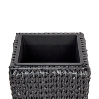 Set di 2 vasi per piante nero PE Rattan rotondo per interni e per esterni con inserto in plastica