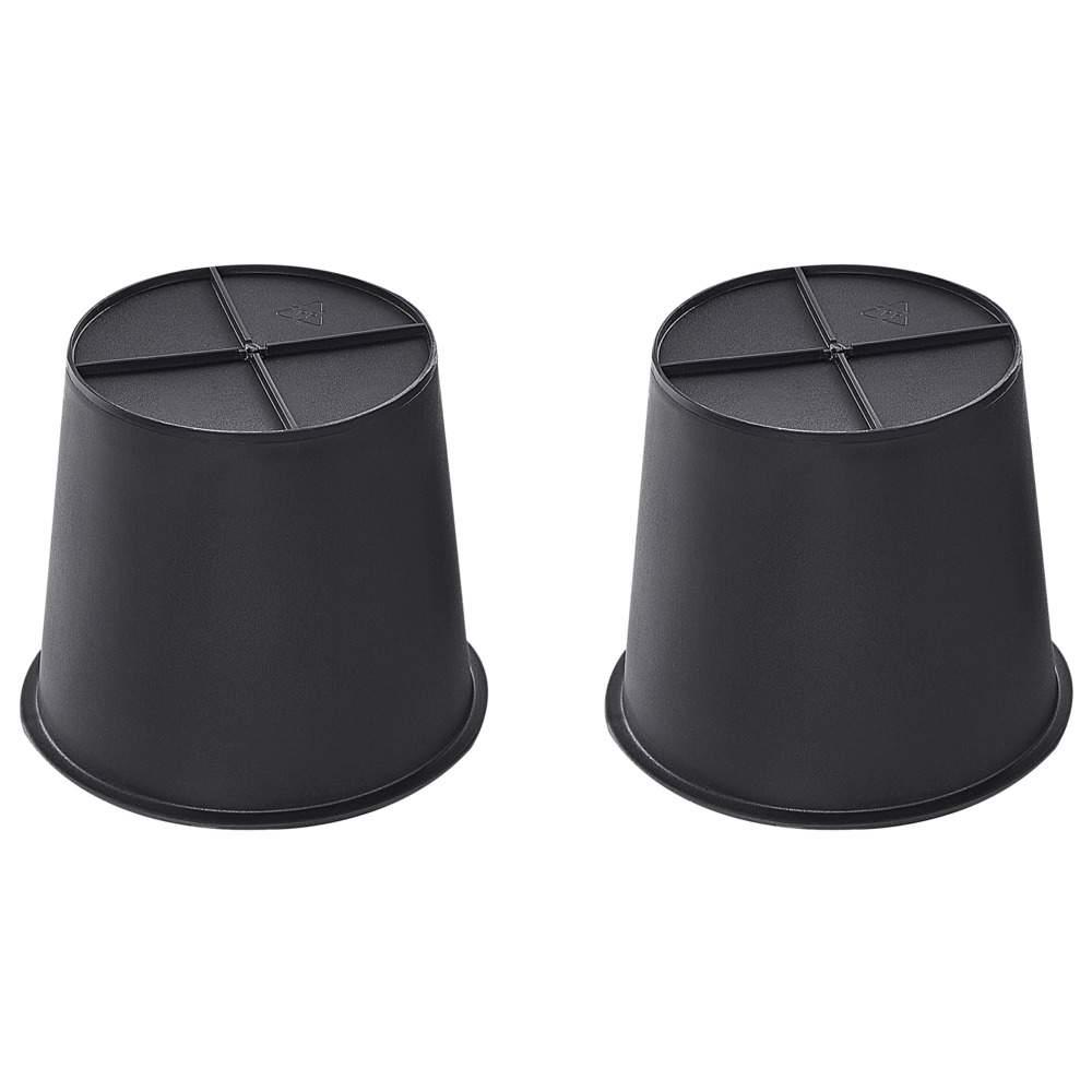 Set di 2 portavasi per piante marrone PE Rattan rotondo per interni e per esterni con inserto in plastica