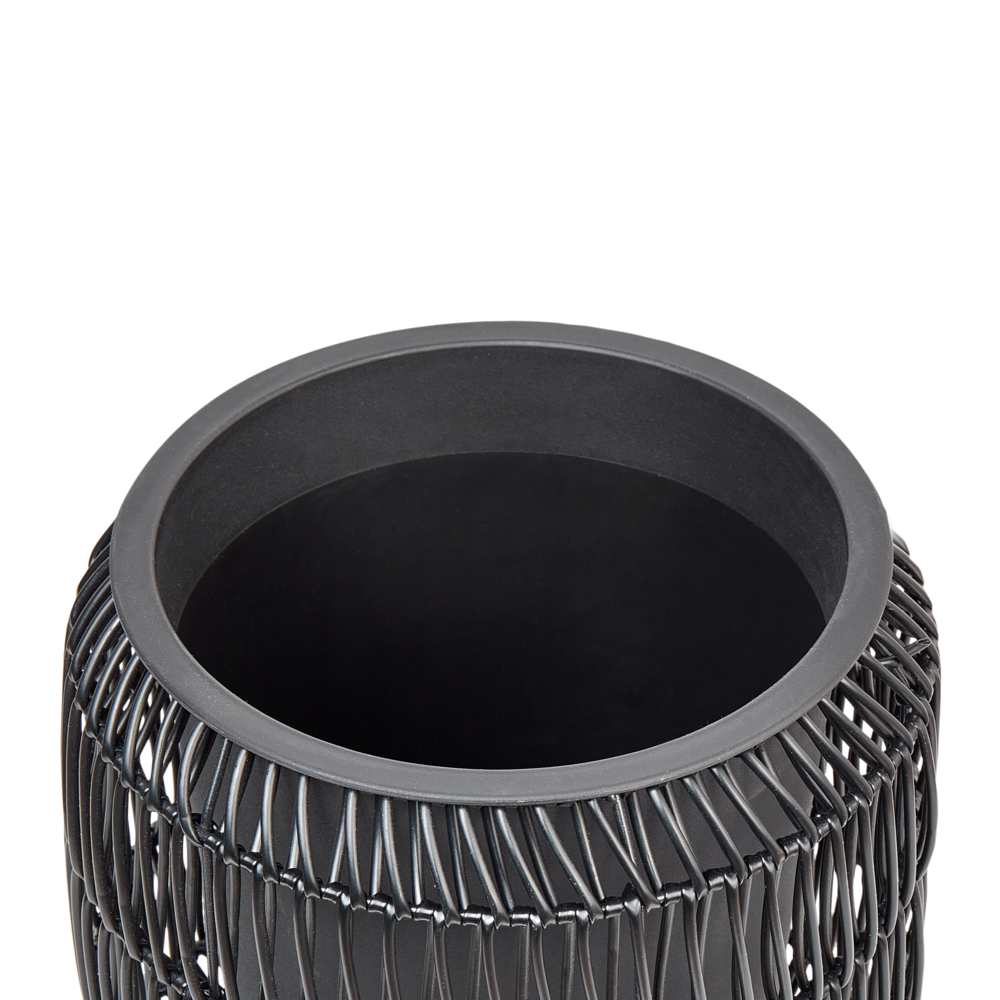 Set di 2 vasi in finto rattan nero per piante con inserto interni ed esterni