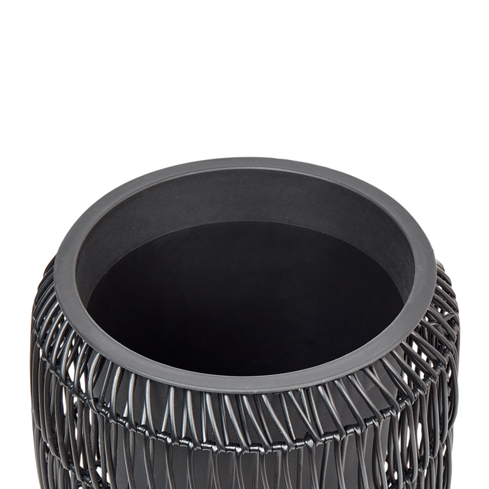 Set di 2 vasi in finto rattan nero per piante con inserto interni ed esterni