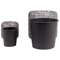 Set di 2 vasi in finto rattan chiaro per piante con inserto interni ed esterni