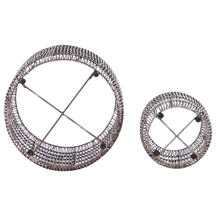 Set di 2 vasi in finto rattan chiaro per piante con inserto interni ed esterni