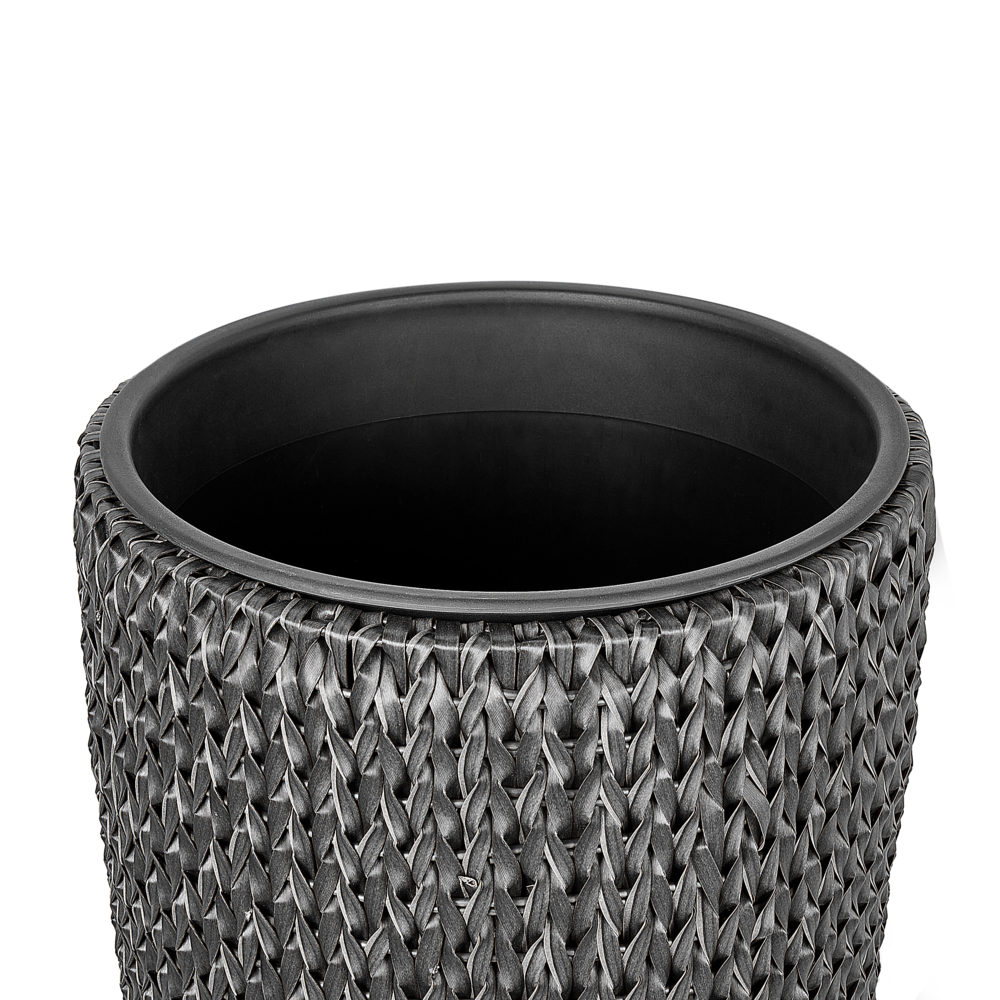 Set di 2 vasi in finto rattan nero per piante con inserto per interni ed esterni