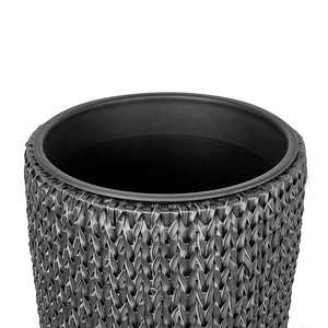 Set di 2 vasi in finto rattan nero per piante con inserto per interni ed esterni