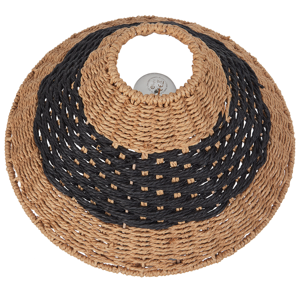 Lampada da tavolo con paralume in corda di carta beige e nero stile boho soggiorno camera da letto