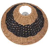 Lampada da tavolo con paralume in corda di carta beige e nero stile boho soggiorno camera da letto