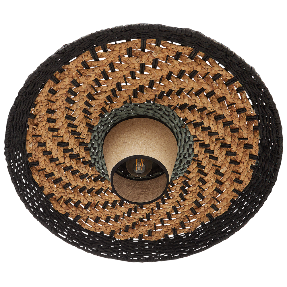 Lampada da terra in corda di carta nera realizzata a mano stile boho soggiorno camera da letto