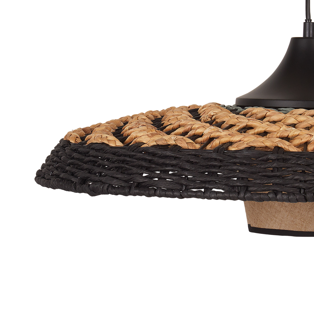 Lampada da terra in corda di carta nera realizzata a mano stile boho soggiorno camera da letto