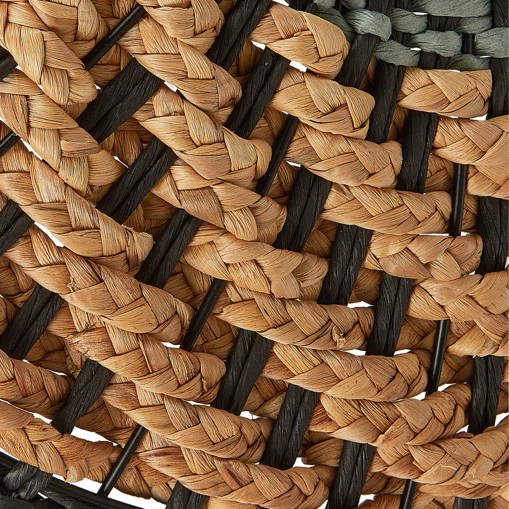 Lampada da terra in corda di carta nera realizzata a mano stile boho soggiorno camera da letto