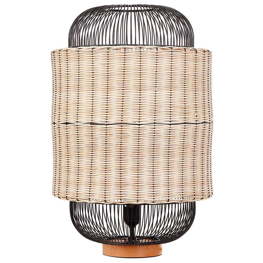 Lampada da tavolo in rattan naturale con paralume naturale e nero 55 cm stile boho soggiorno camera da letto