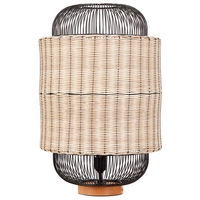 Lampada da tavolo in rattan naturale con paralume naturale e nero 55 cm stile boho soggiorno camera da letto