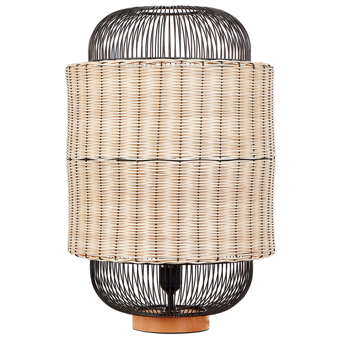 Lampada da tavolo in rattan naturale con paralume naturale e nero 55 cm stile boho soggiorno camera da letto