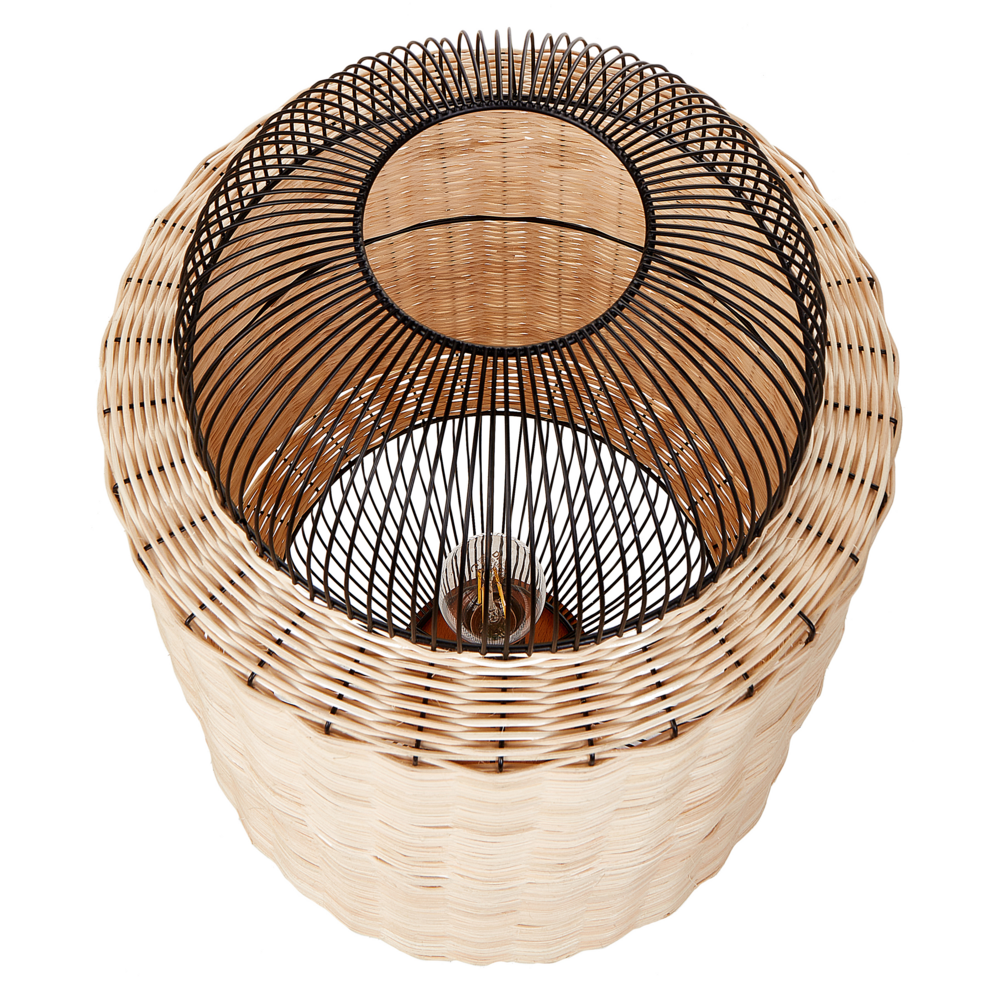 Lampada da tavolo in rattan naturale con paralume naturale e nero 55 cm stile boho soggiorno camera da letto