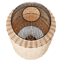 Lampada da tavolo in rattan naturale con paralume naturale e nero 55 cm stile boho soggiorno camera da letto