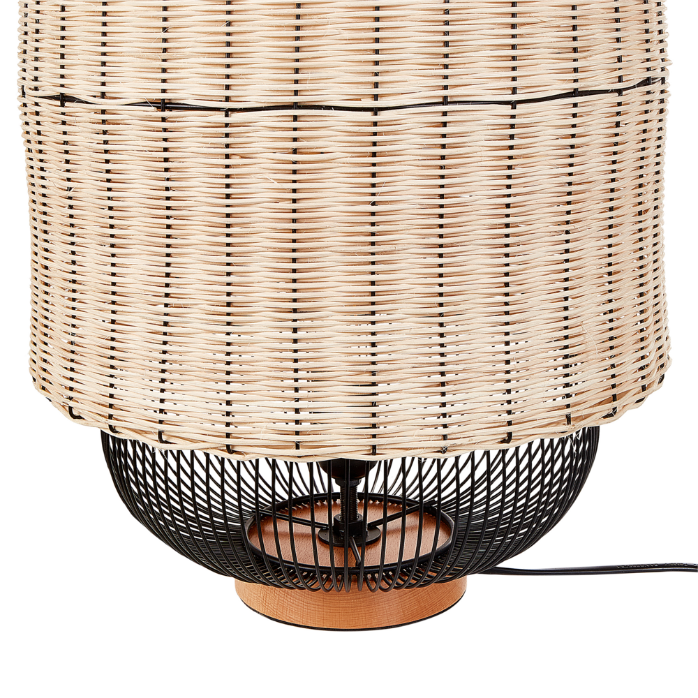 Lampada da tavolo in rattan naturale con paralume naturale e nero 55 cm stile boho soggiorno camera da letto