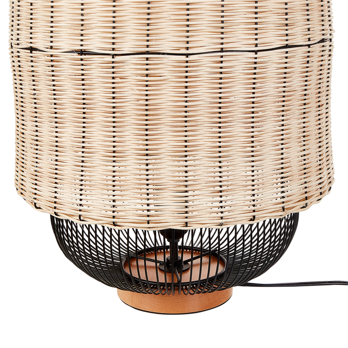 Lampada da tavolo in rattan naturale con paralume naturale e nero 55 cm stile boho soggiorno camera da letto