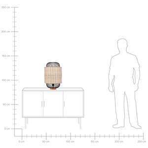 Lampada da tavolo in rattan naturale con paralume naturale e nero 55 cm stile boho soggiorno camera da letto