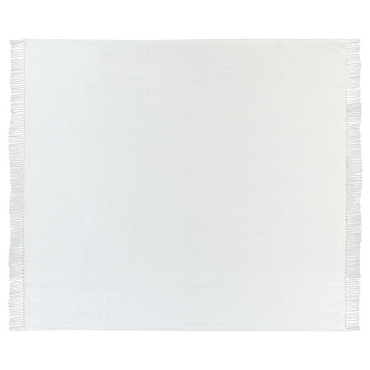 Coperta in cotone bianco 200 x 220 cm decorativa con frange a motivo Chevron Camera da letto Soggiorno