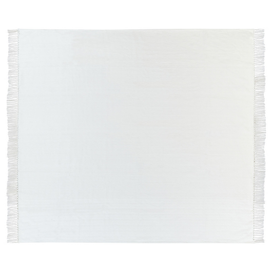 Coperta in cotone bianco 220 x 240 cm decorativa con frange a motivo Chevron Camera da letto Soggiorno