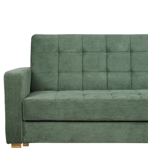 Divano letto in tessuto verde scuro 3 posti imbottito Trapuntato Click Clack