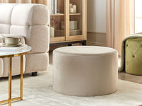 Pouf rotondo in velluto beige ottomana stile moderno contemporaneo